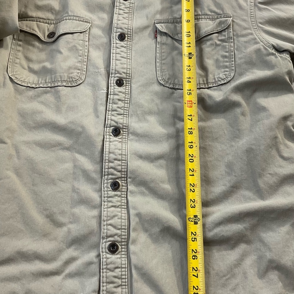 Levi’s Mens Size XL Khaki Fleece Sherpa Lined Button Down Shacket Vintage 2013 - Picture 9 of 15
